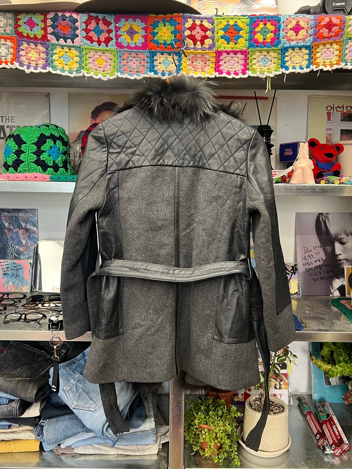 elkline Y2K Real Fur Leather Belted Coat 상품이미지3