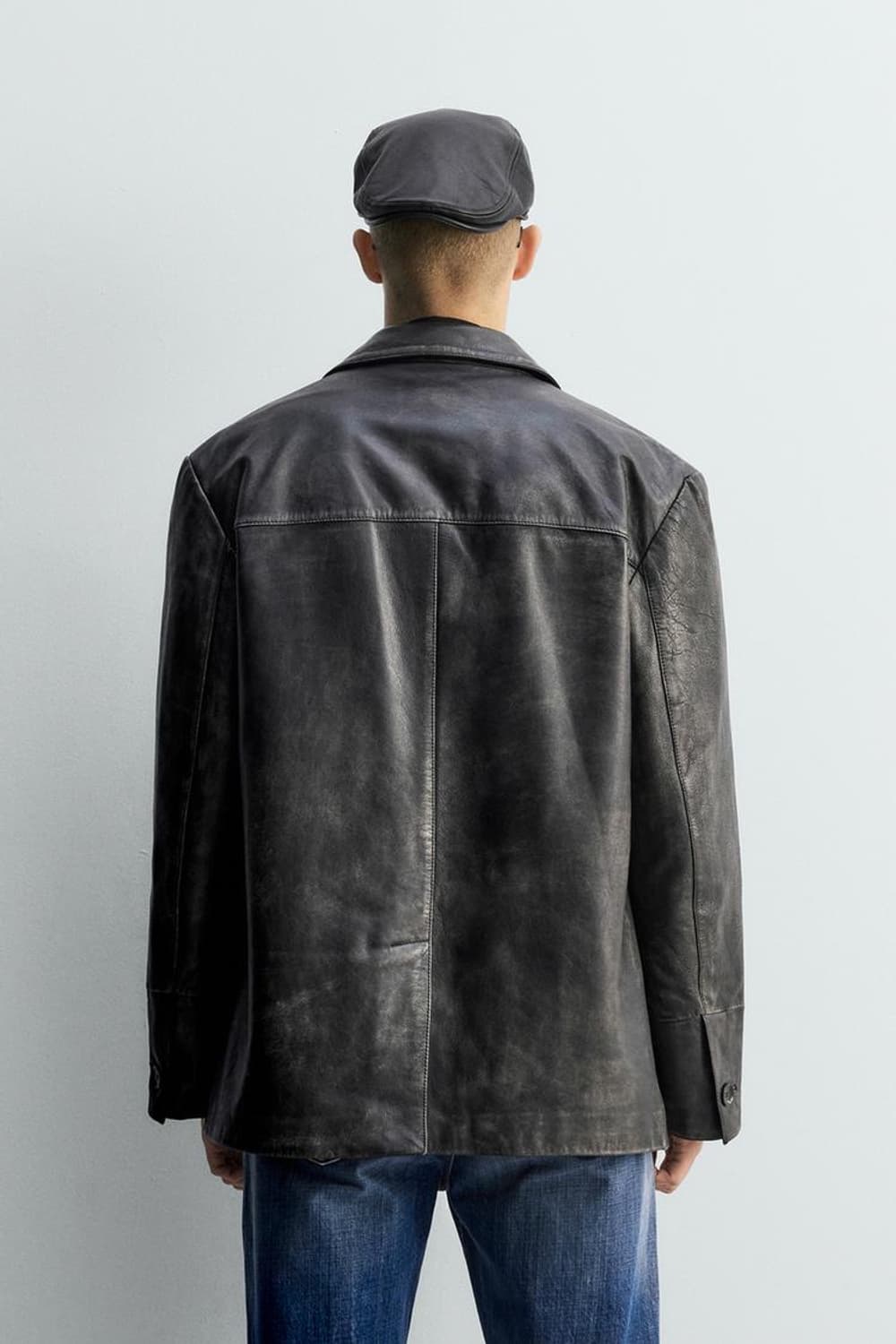 자라 리미티드 빈티지 이펙트 레더 카 코트 M 상품이미지2