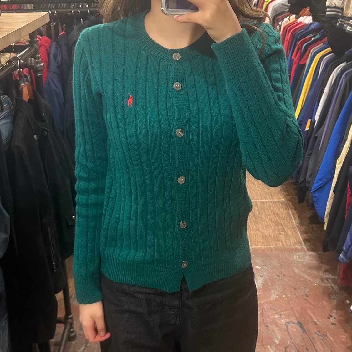 [HI] 폴로 니트 가디건 그린 상품이미지1