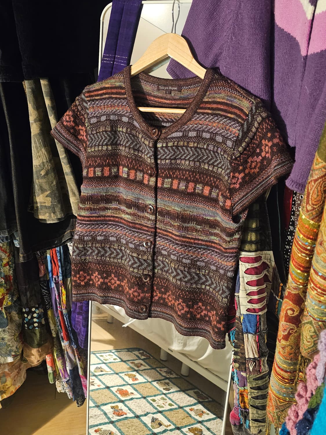 무지개떡 반팔 가디건 상품이미지1