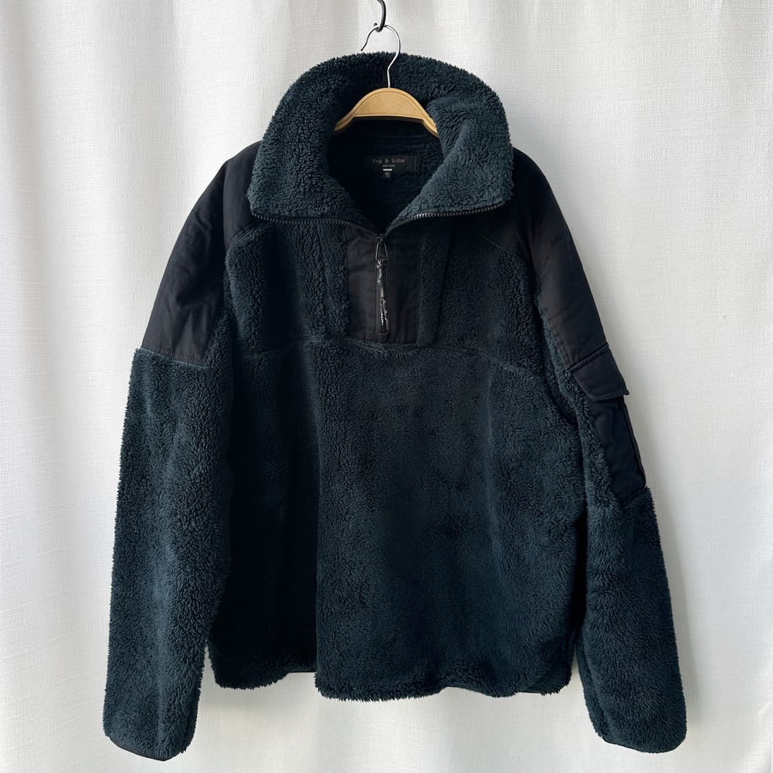 Rag&Bone 랙앤본 플리스 로건 풀오버 블랙 다크그린 XL 상품이미지1