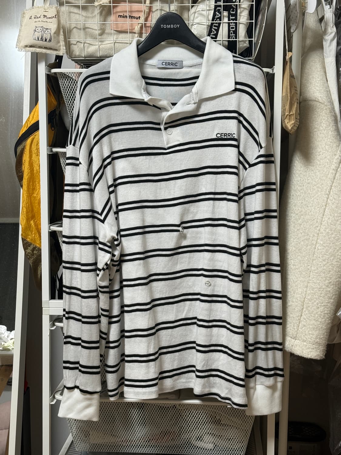 세릭 스트라이프 버튼 탑 화이트 상품이미지5