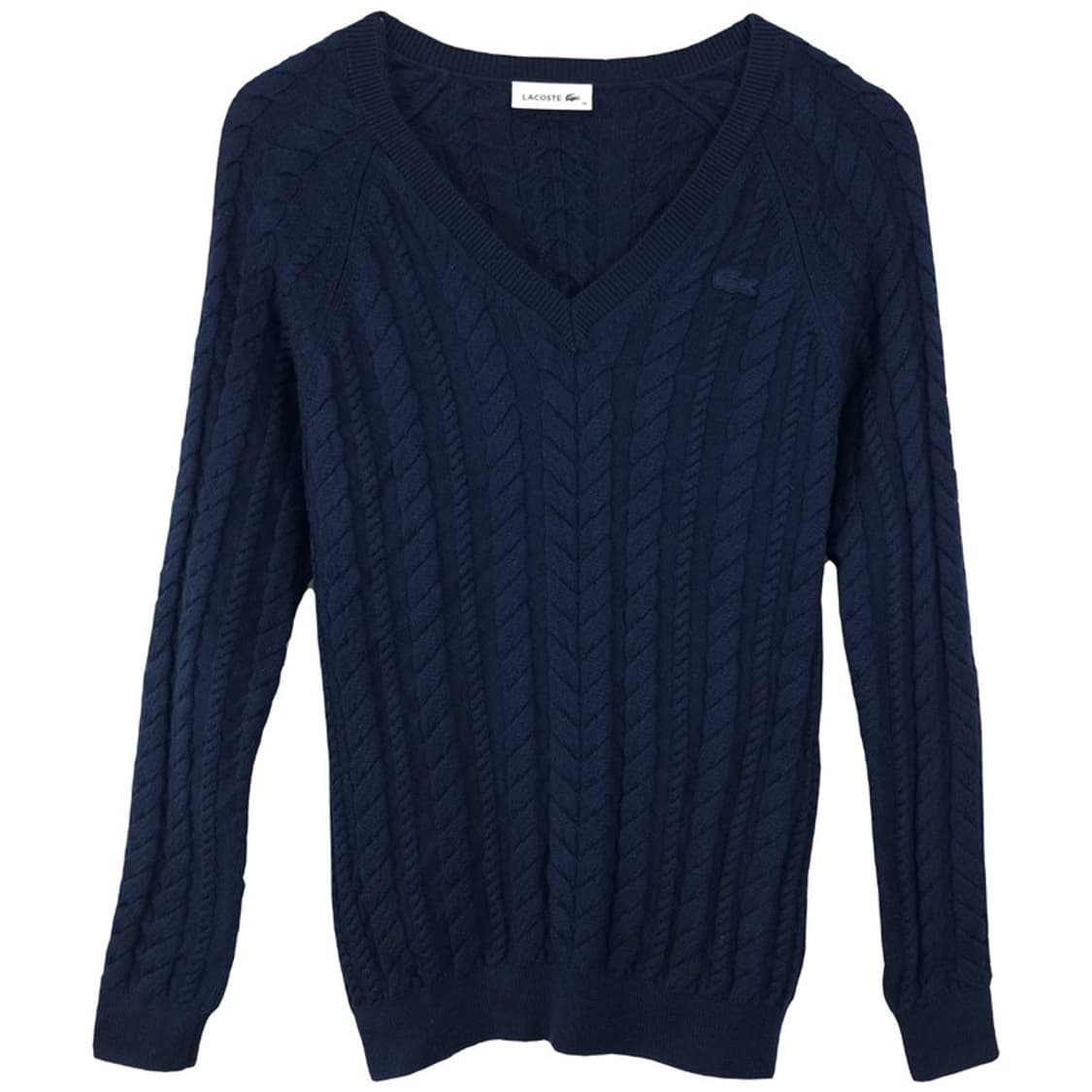 라코스테 로고 패치 브이넥 니트 네이비 M18924  상품이미지2