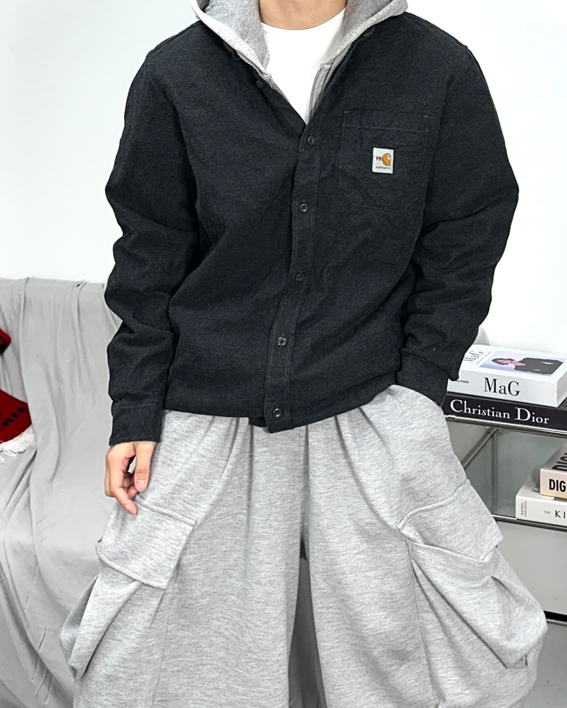 칼하트 FR 블랙 데님 워크셔츠 L 상품이미지2