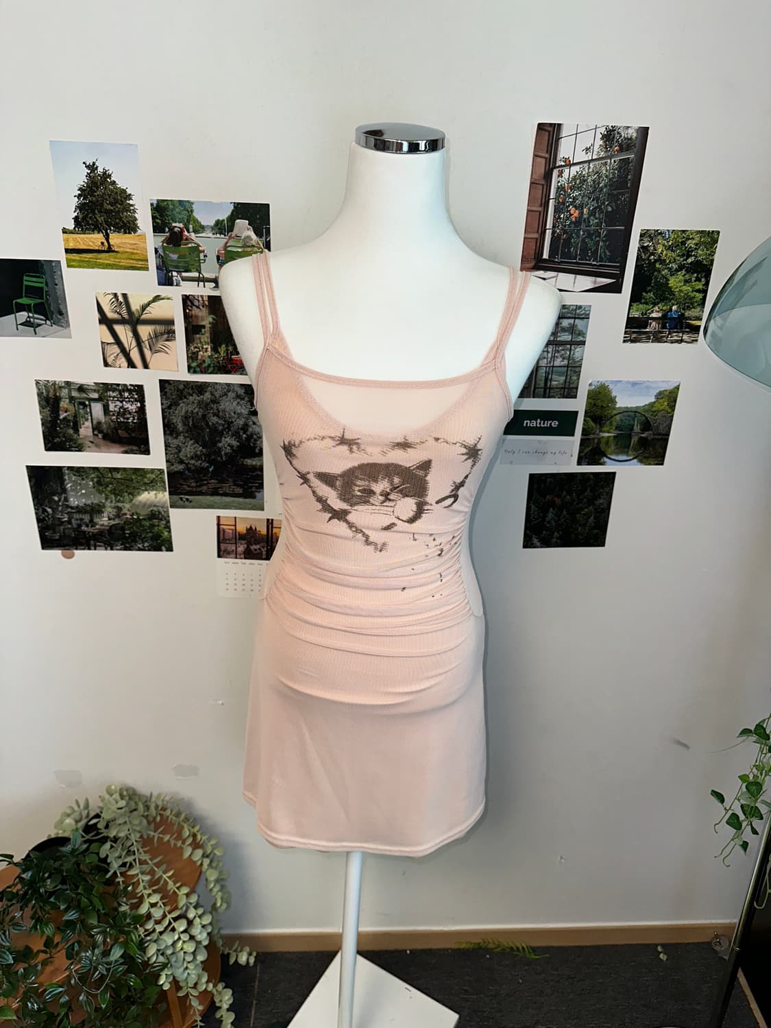 Baby pink kitten shirring ops 상품이미지1