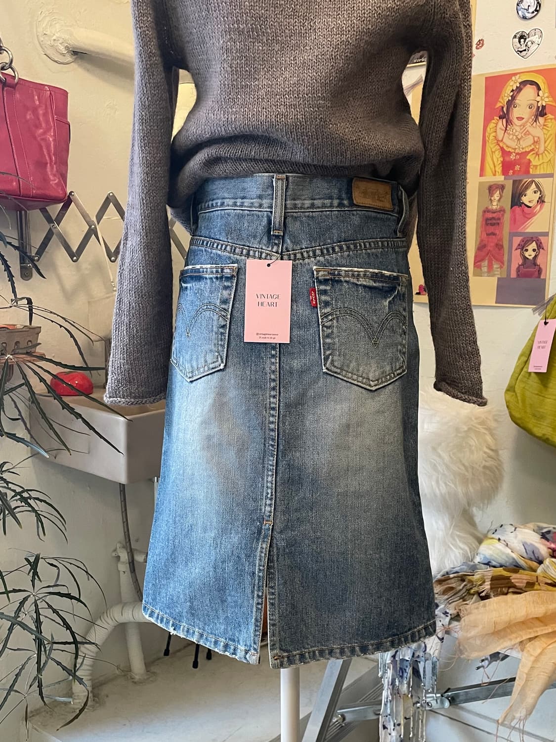 리바스 데님 미디 스커트 [무배] 상품이미지2