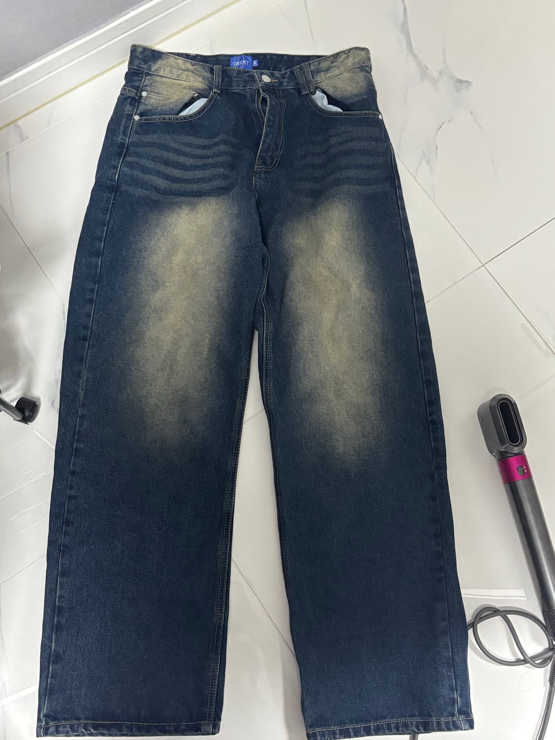 데케트 미드 라이즈 와이드 데님 팬츠 새상품(32) 상품이미지2