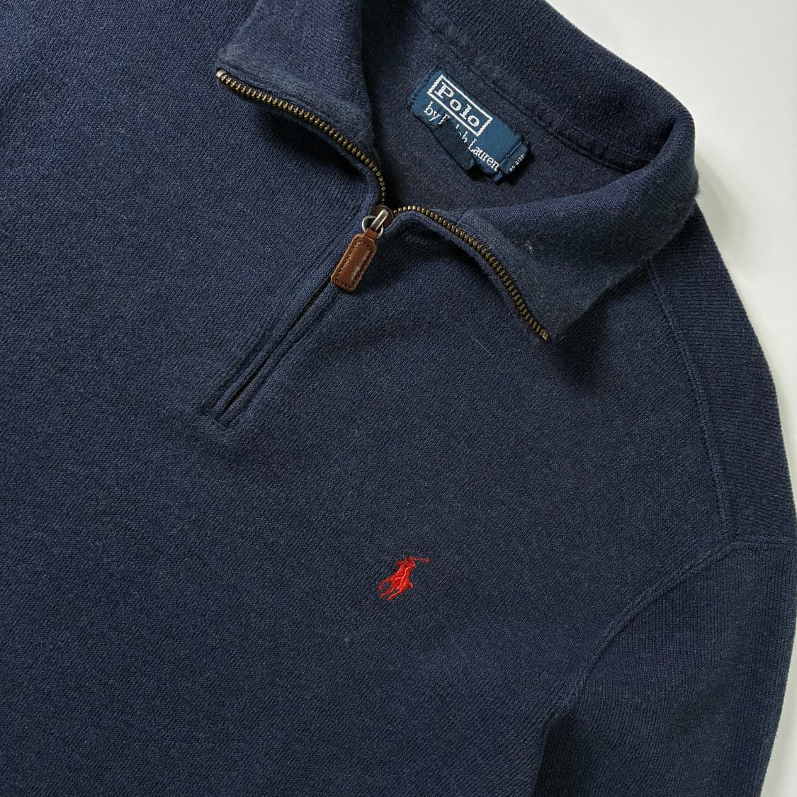 Polo  폴로 랄프로렌 90,s 자수 코튼 네이비 반집업 니트  상품이미지3