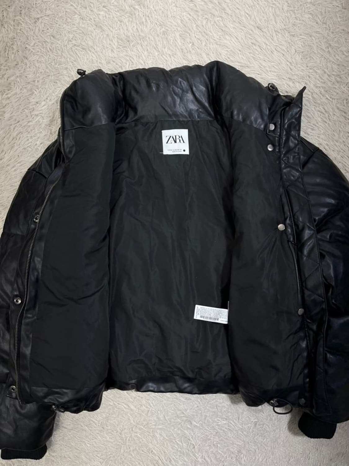 자라 세미크롭 레더 푸퍼 패딩/#2764 상품이미지5