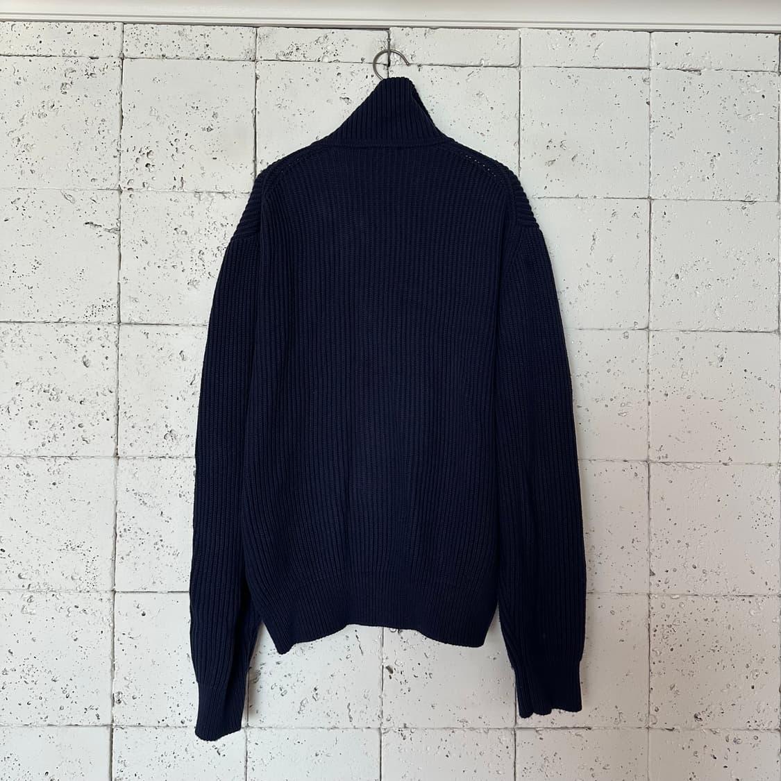 3 인더로우 풀집업 캐시미어 혼방 니트 네이비 상품이미지5