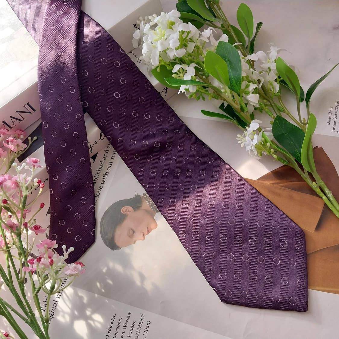 조르지오 아르마니 실크 퍼플 패턴 넥타이 9.2cm A+등급 K1747
 상품이미지4