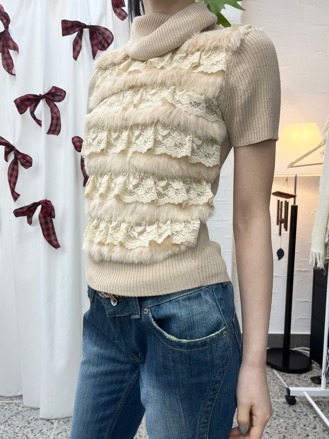 fur detail knit top 상품이미지5