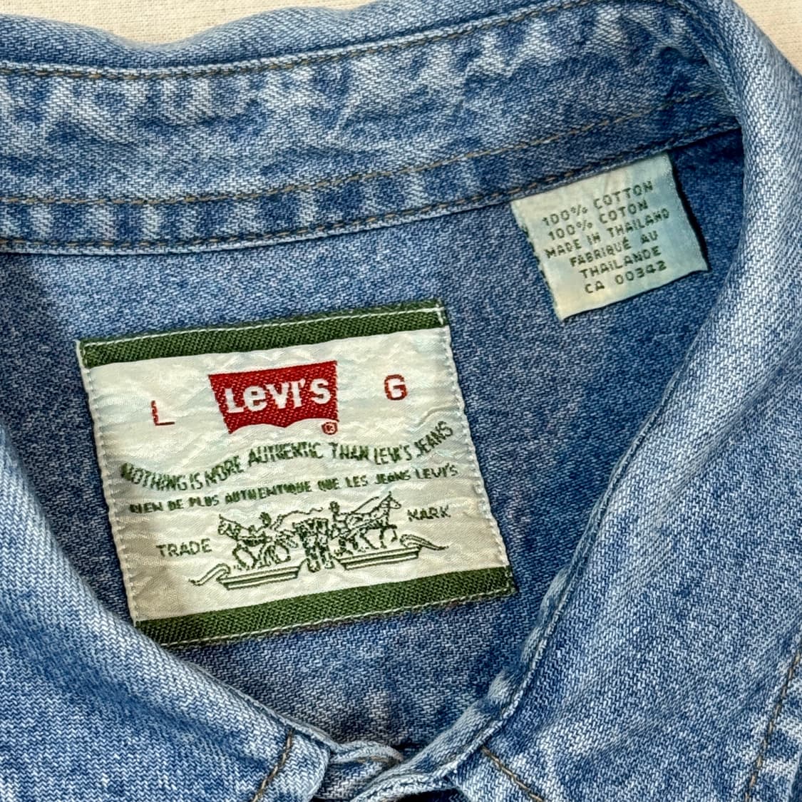 L) 리바이스 투포켓 워크 데님 셔츠 자켓 메탈 버튼 L84 상품이미지7