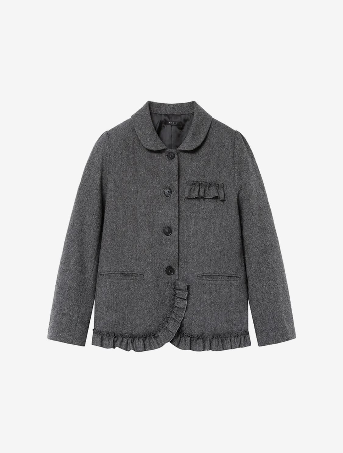 바니쉬먼트 Round frill flare jacket_charcoal 상품이미지1