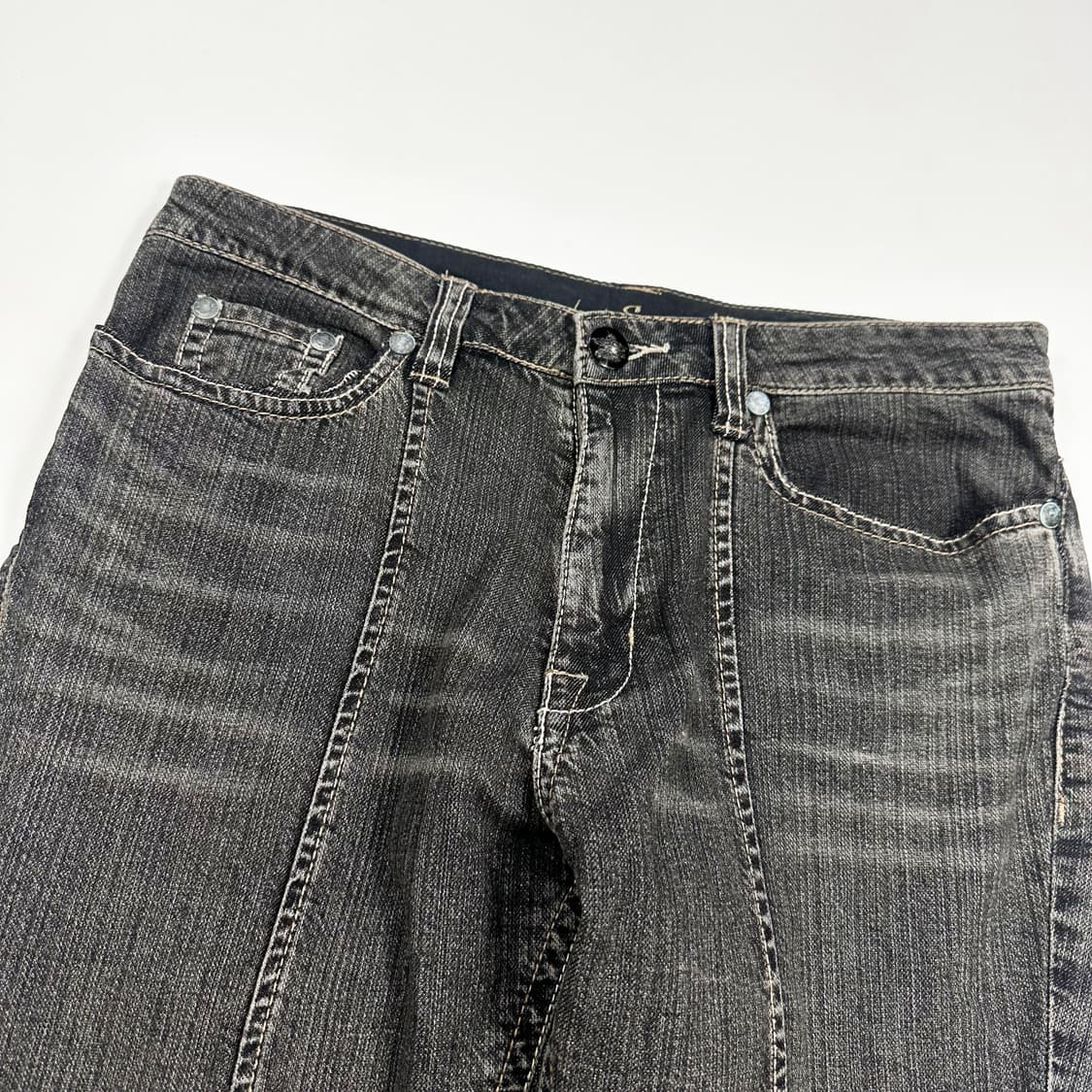 32 JPN 재팬빈티지 흑청 세미부츠컷 데님팬츠 상품이미지3