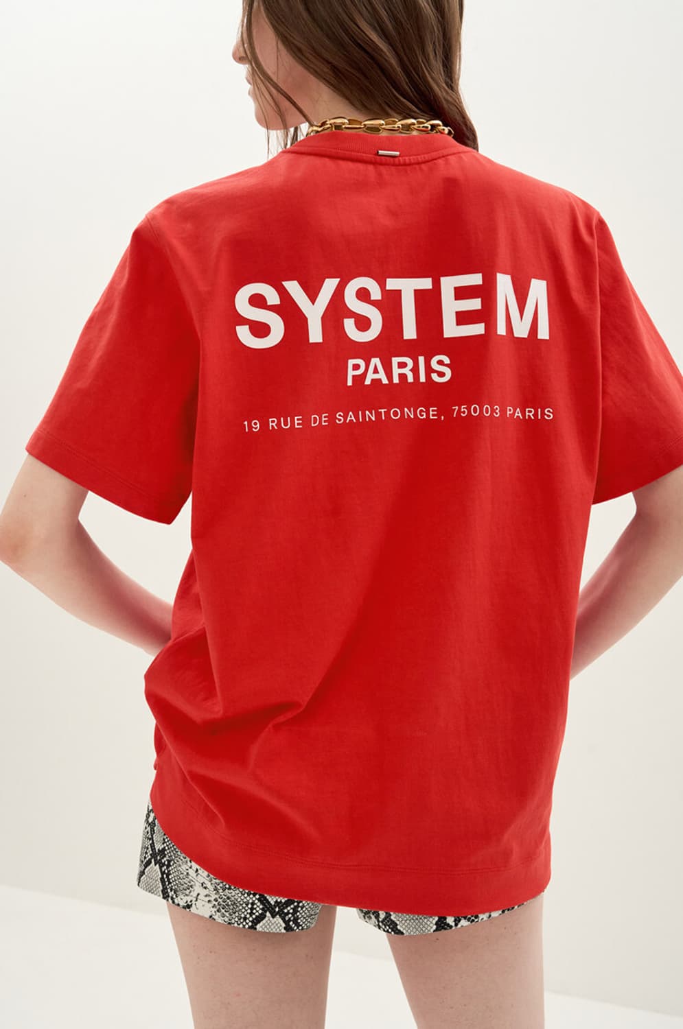 한섬 시스템 SYSTEM 레터링 반팔티 원단 좋음 오버핏 남녀공용 상품이미지4