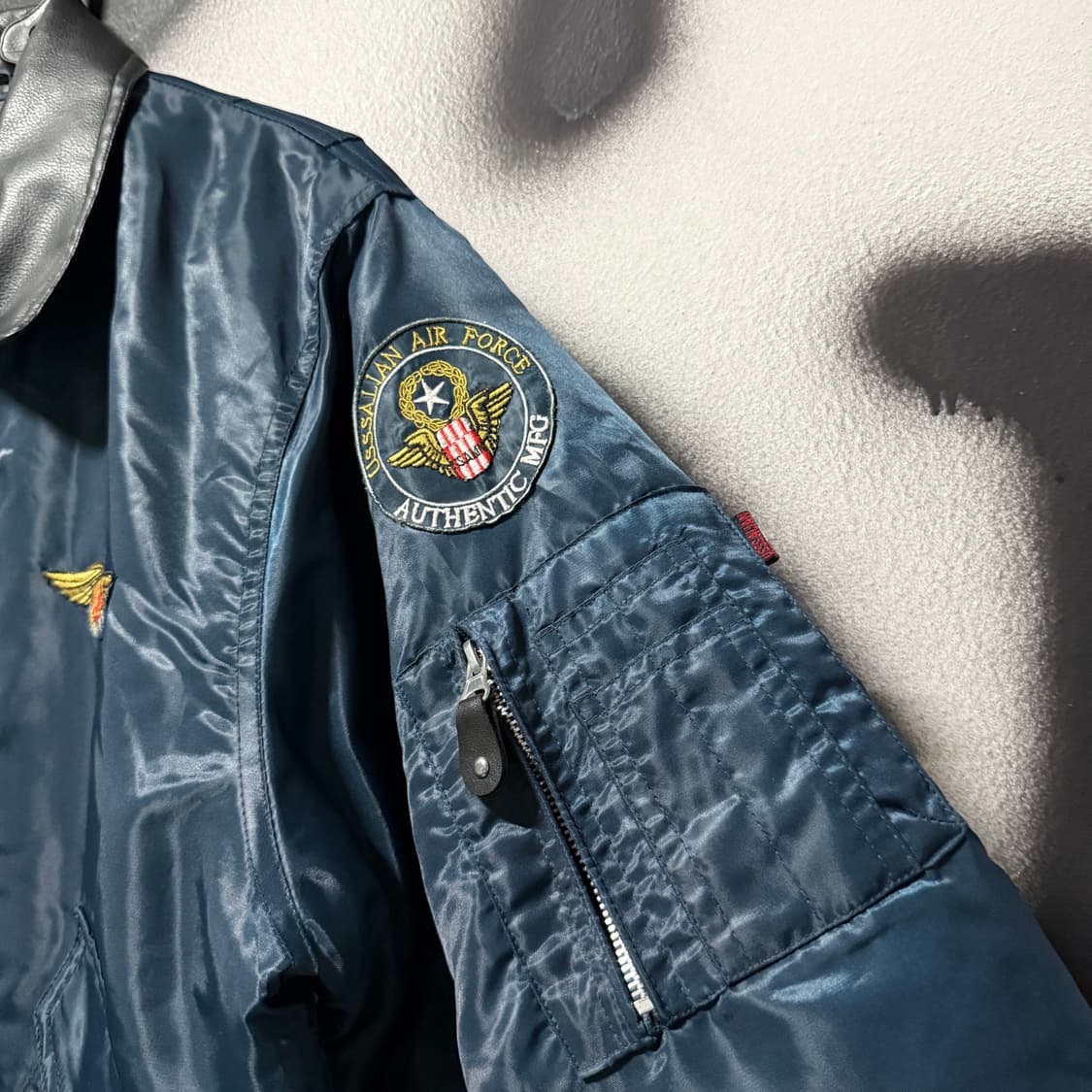 US Air force 레더 카라 멀티 패치 cwu-45p 플라이트 자켓 상품이미지4