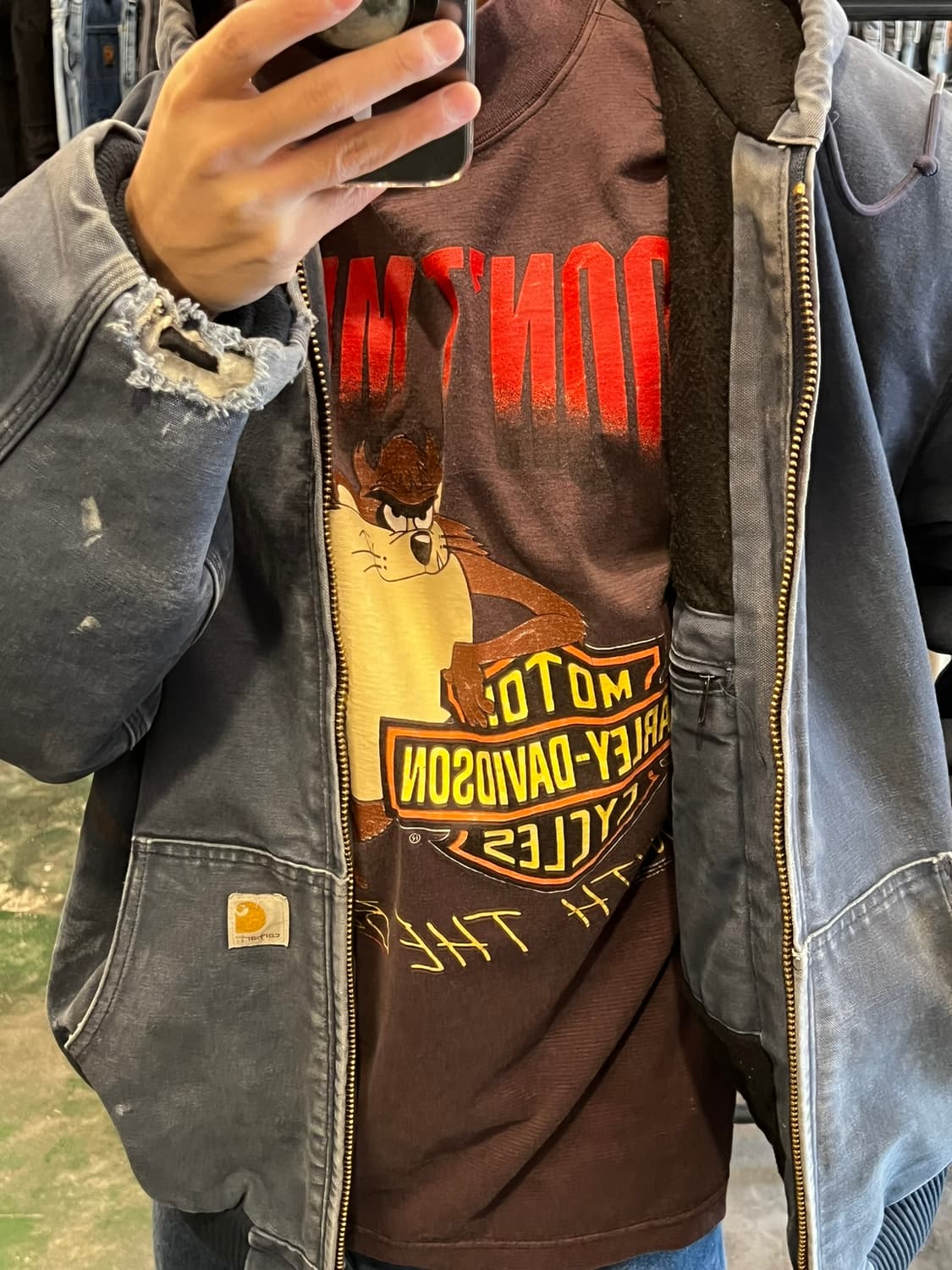 90's [XL] 할리데이비슨 루니툰즈 타즈 그래픽 빈티지 롱슬리브 상품이미지5