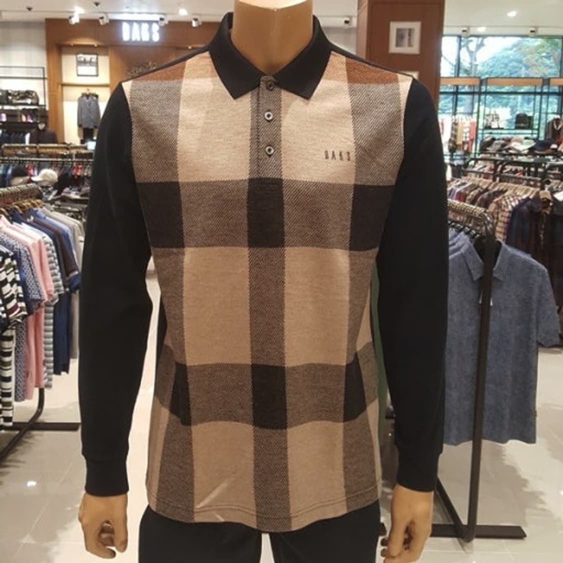 닥스 골프 체크배색 긴팔 카라티 상품이미지10