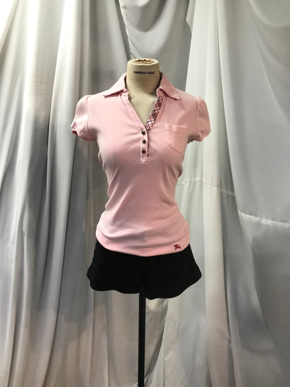 버버리 빈티지 핑크 카라티 상품이미지1