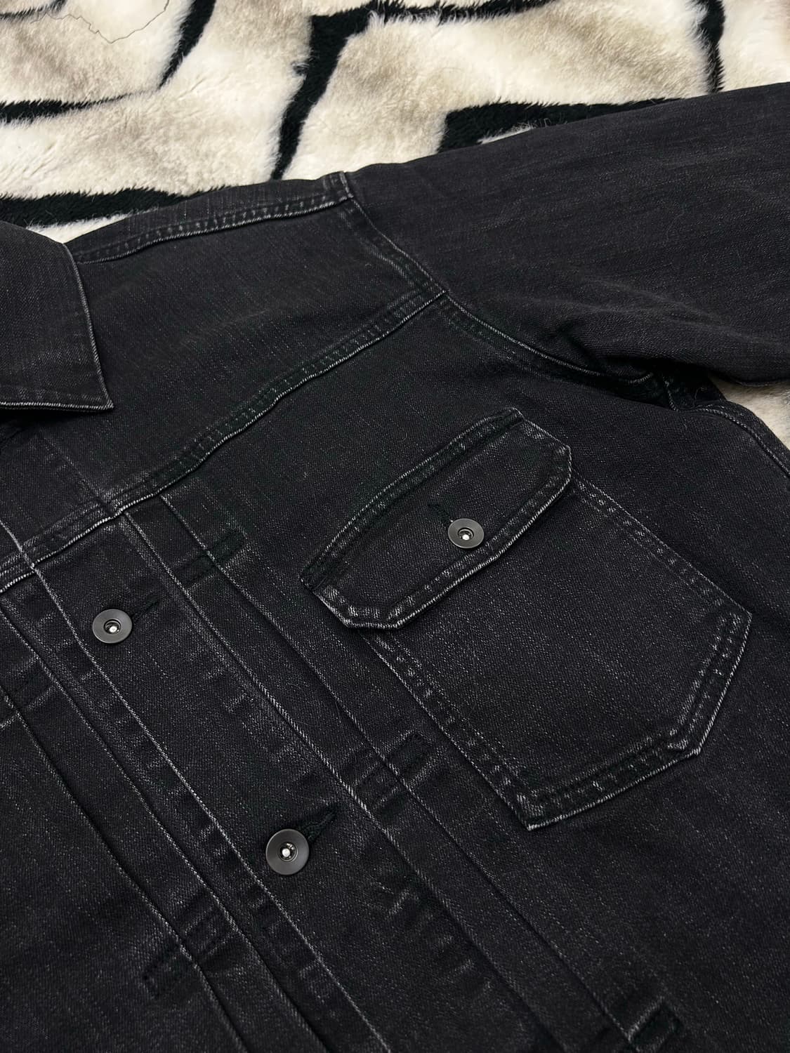 [L]유니클로 코튼 데님 트러커 자켓/흑청 상품이미지1