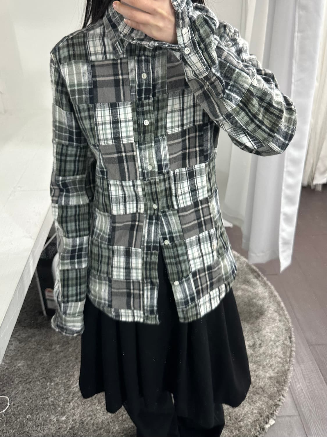 patchwork check shirt 상품이미지2