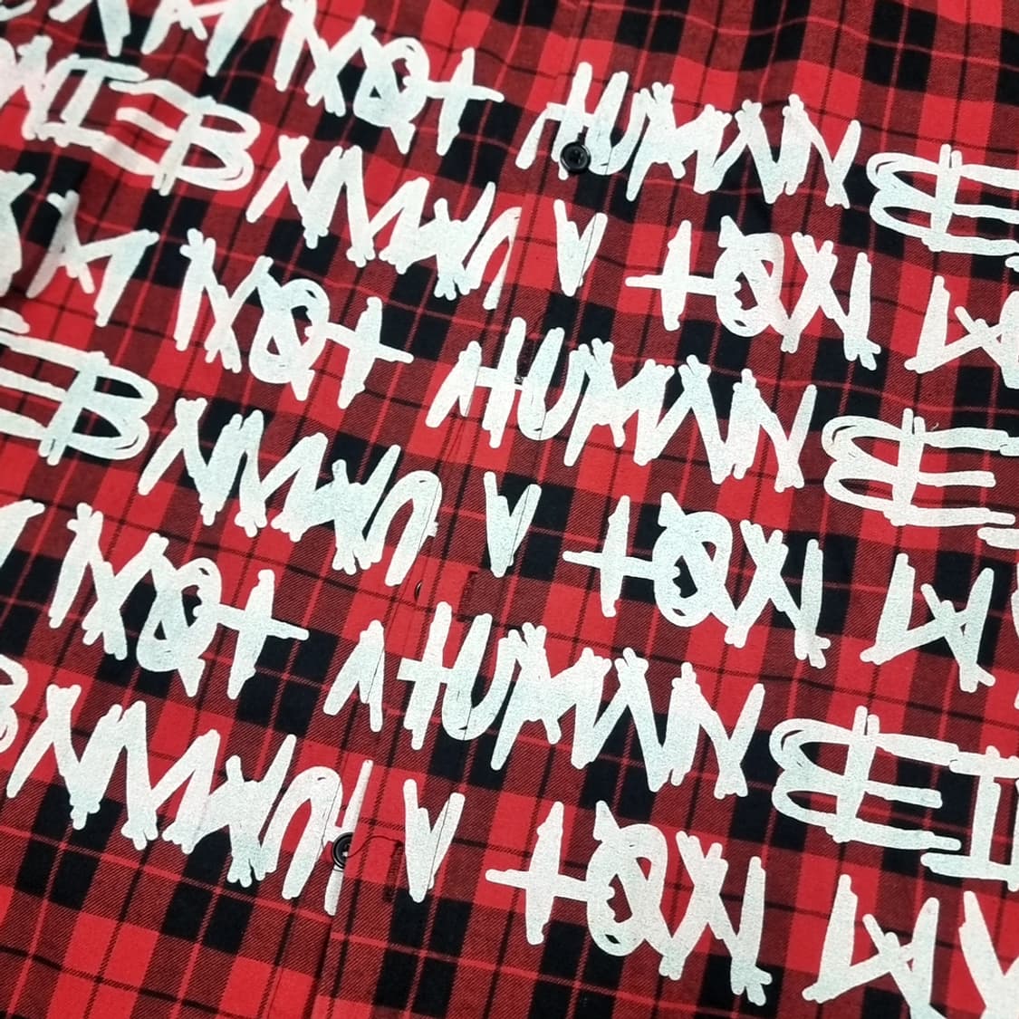 아이엠낫어휴먼비잉 레드 체크 셔츠(100-105) 상품이미지3