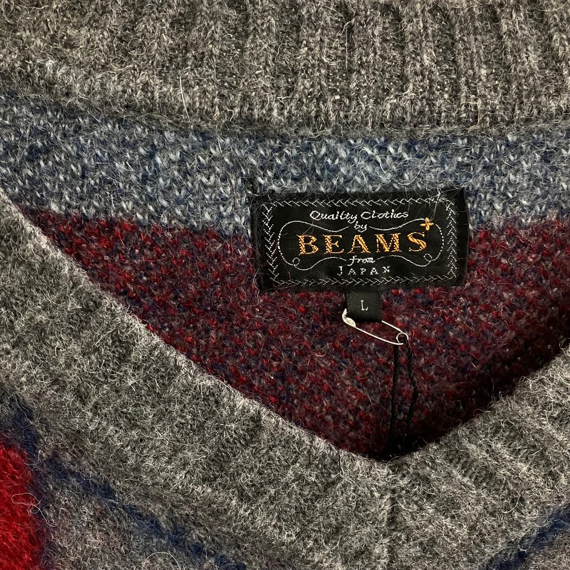 빔즈 아가일 V넥 니트 스웨터 L 상품이미지3