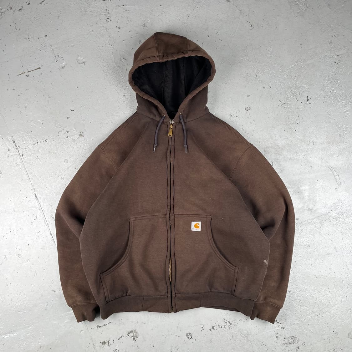 빈티지 칼하트 페이디드 다크 브라운 써멀 후드집업 상품이미지4