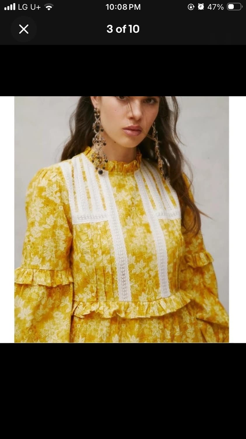 UO X LAURA ASHLEY 한정판 코티지코어 옐로우 드레스 상품이미지1