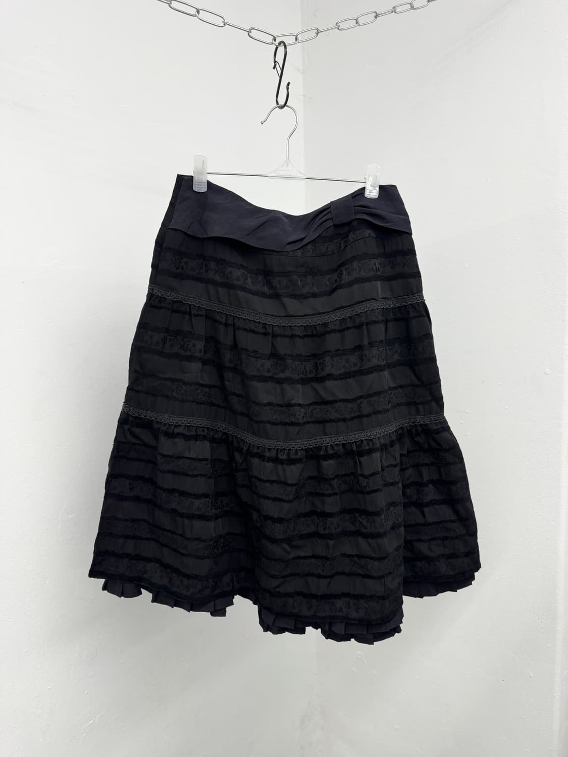 블랙 고딕 리본 레이스 디테일 스커트 상품이미지2