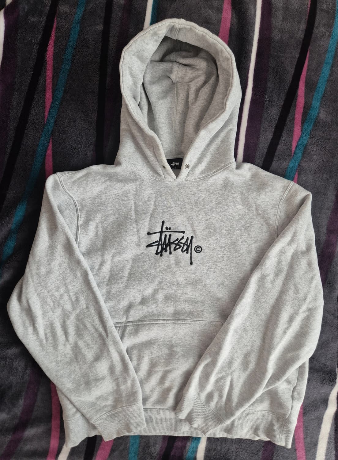 (L)스투시 스탁로고 아플리케 후드 상품이미지1