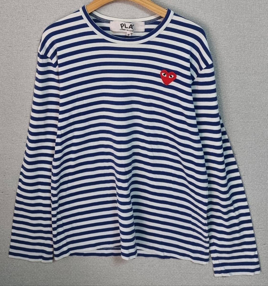 M ) 꼼데가르송 블루 스트라이프 여성 롱슬리브 긴팔티 상품이미지1