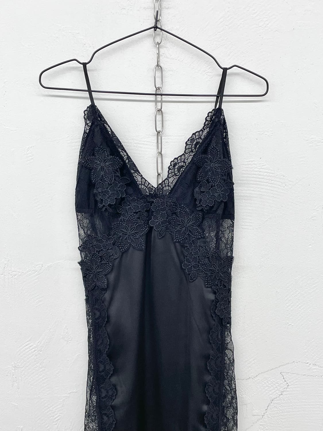 블랙 새틴 레이스 슬립 상품이미지5