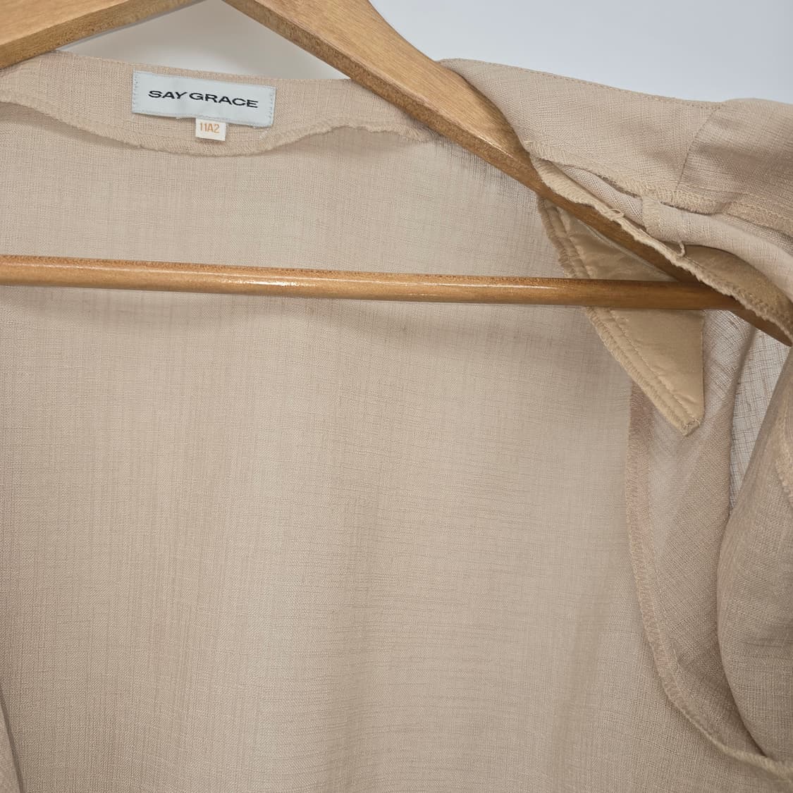 일본 빈티지 세이오라제 베이지 린넨 반팔 블라우스 상품이미지8