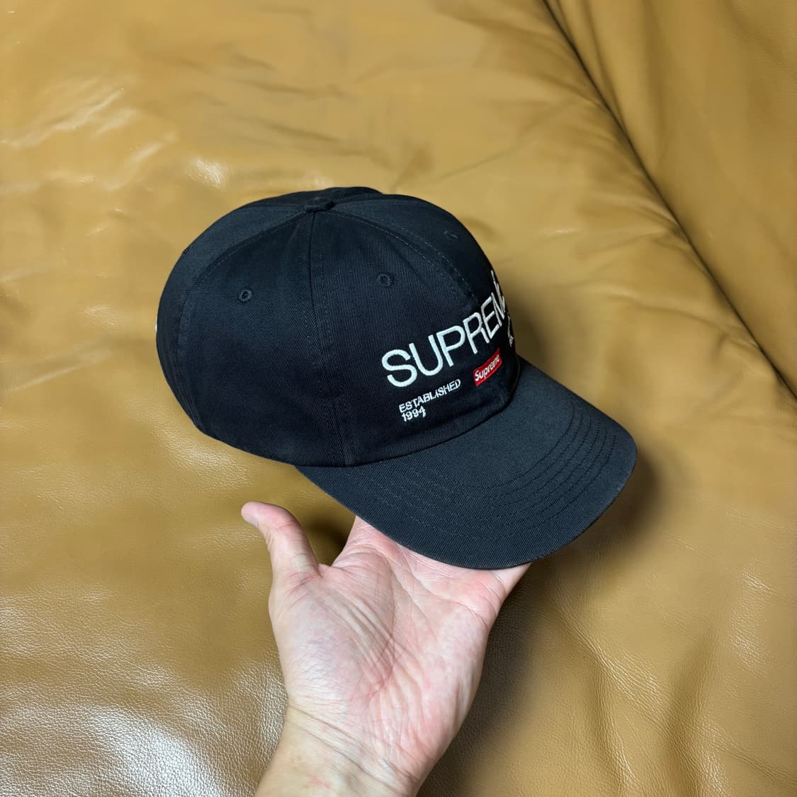 Supreme 슈프림 Est.1994 워시드 블랙 6패널 볼캡 모자 상품이미지3