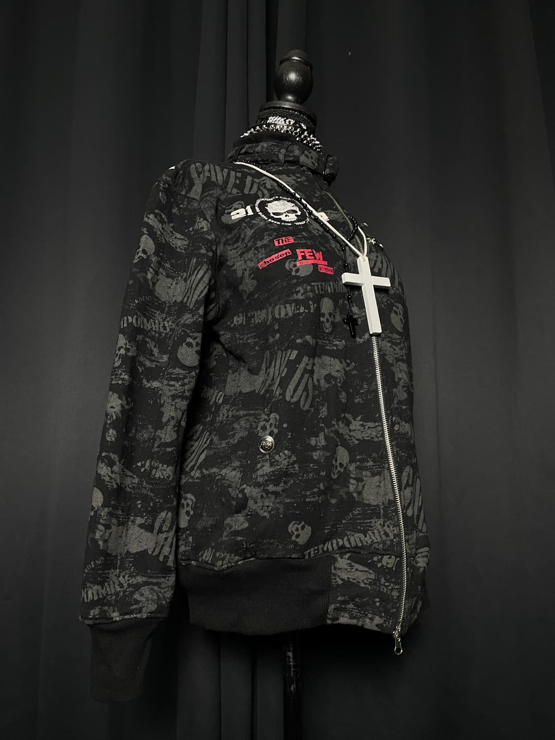 JPN 펑크 스컬 해골 프린팅 버클 넥 자켓 상품이미지5