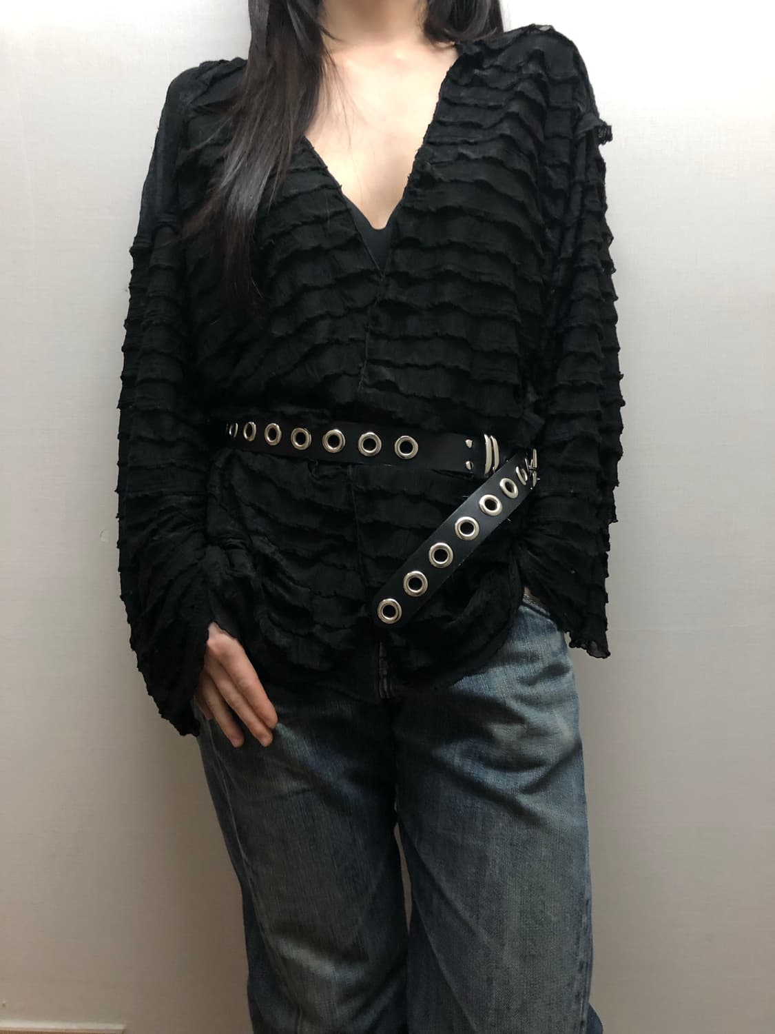 빈티지 블랙 프릴 가디건 상품이미지1
