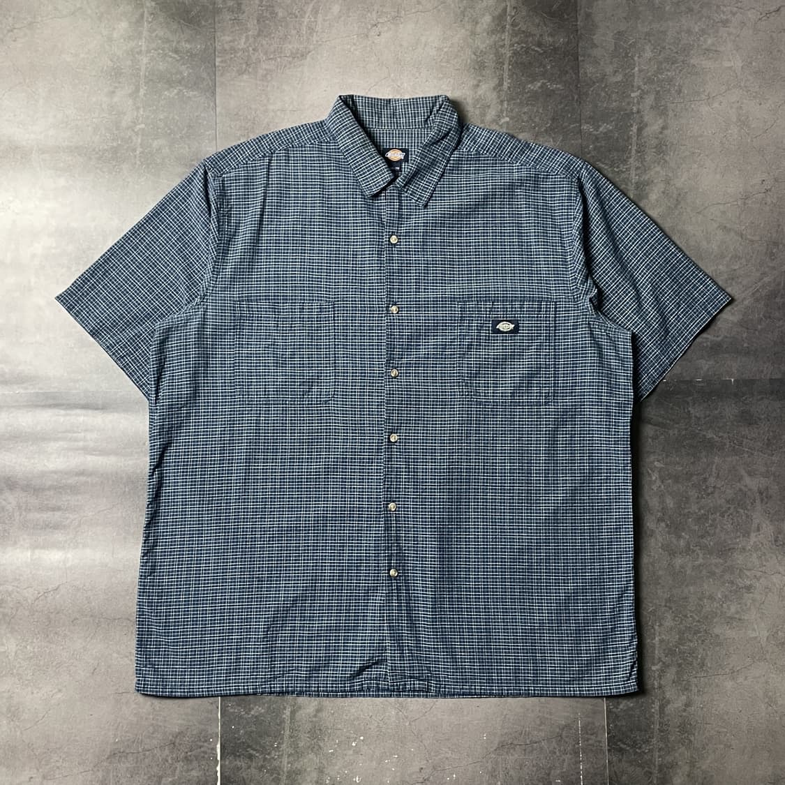 DICKIES 디키즈 빈티지 블루 체크 반팔 워크 셔츠 A00959 상품이미지1