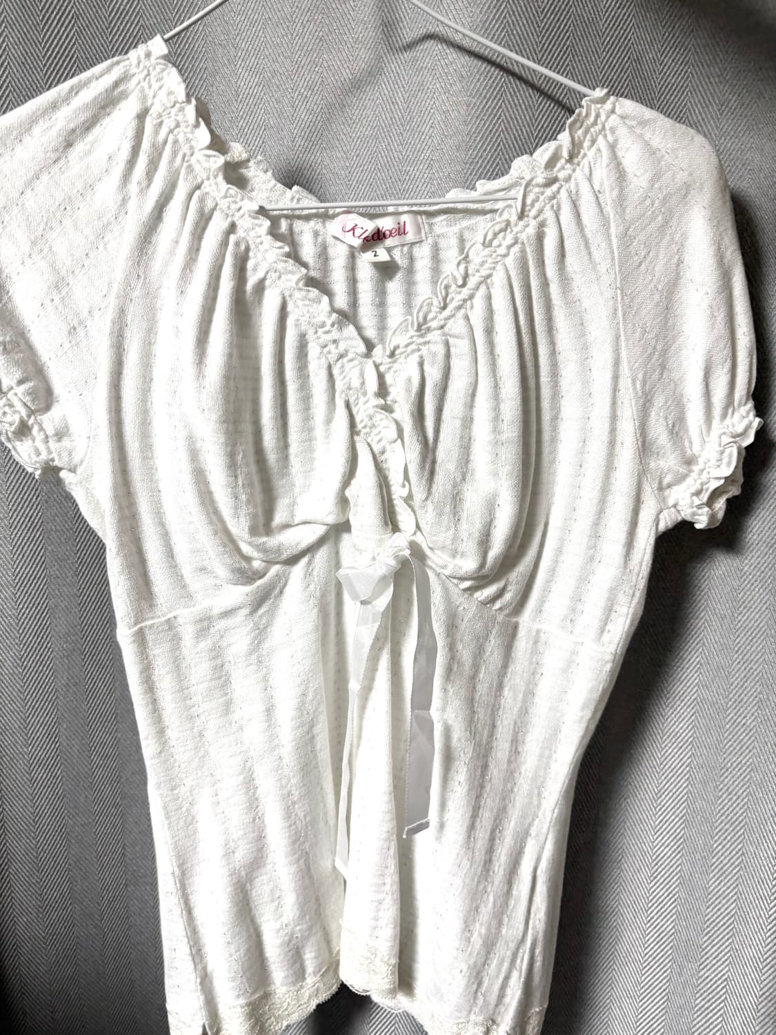 페어리깔 러블리 화이트 반팔 블라우스 상품이미지2