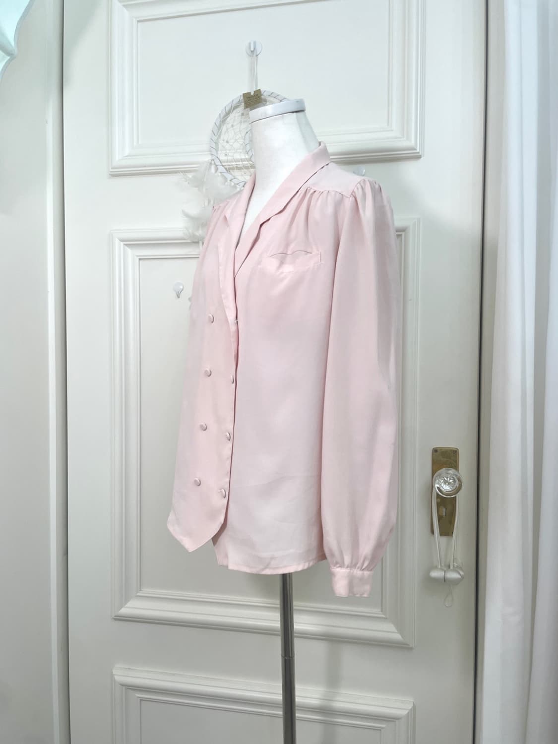 coral double shirring puff blouse 상품이미지2