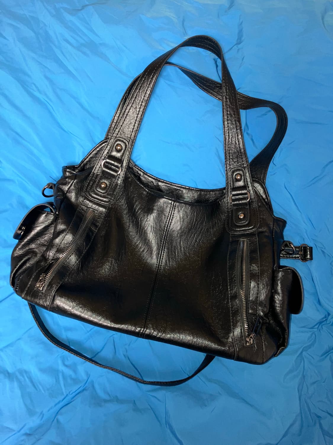 블랙 레더 숄더백 Black Leather Shoulder Bag 상품이미지1