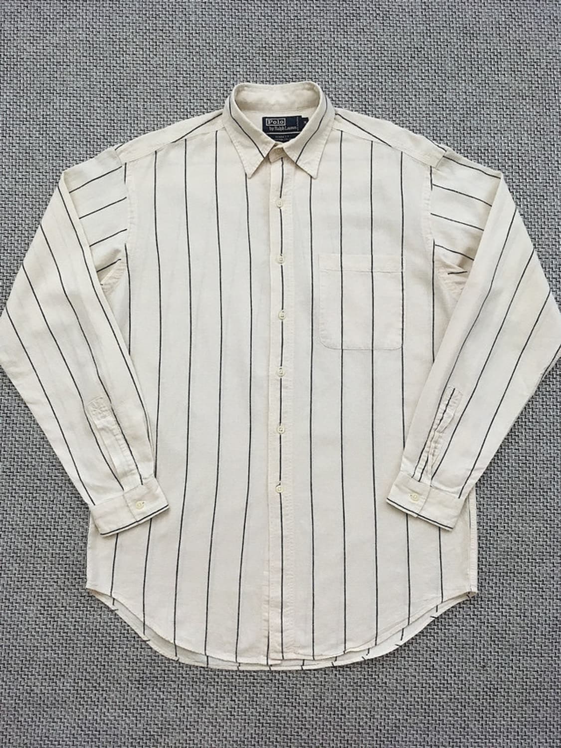 90s linen blended stripe B.U shirts 상품이미지2