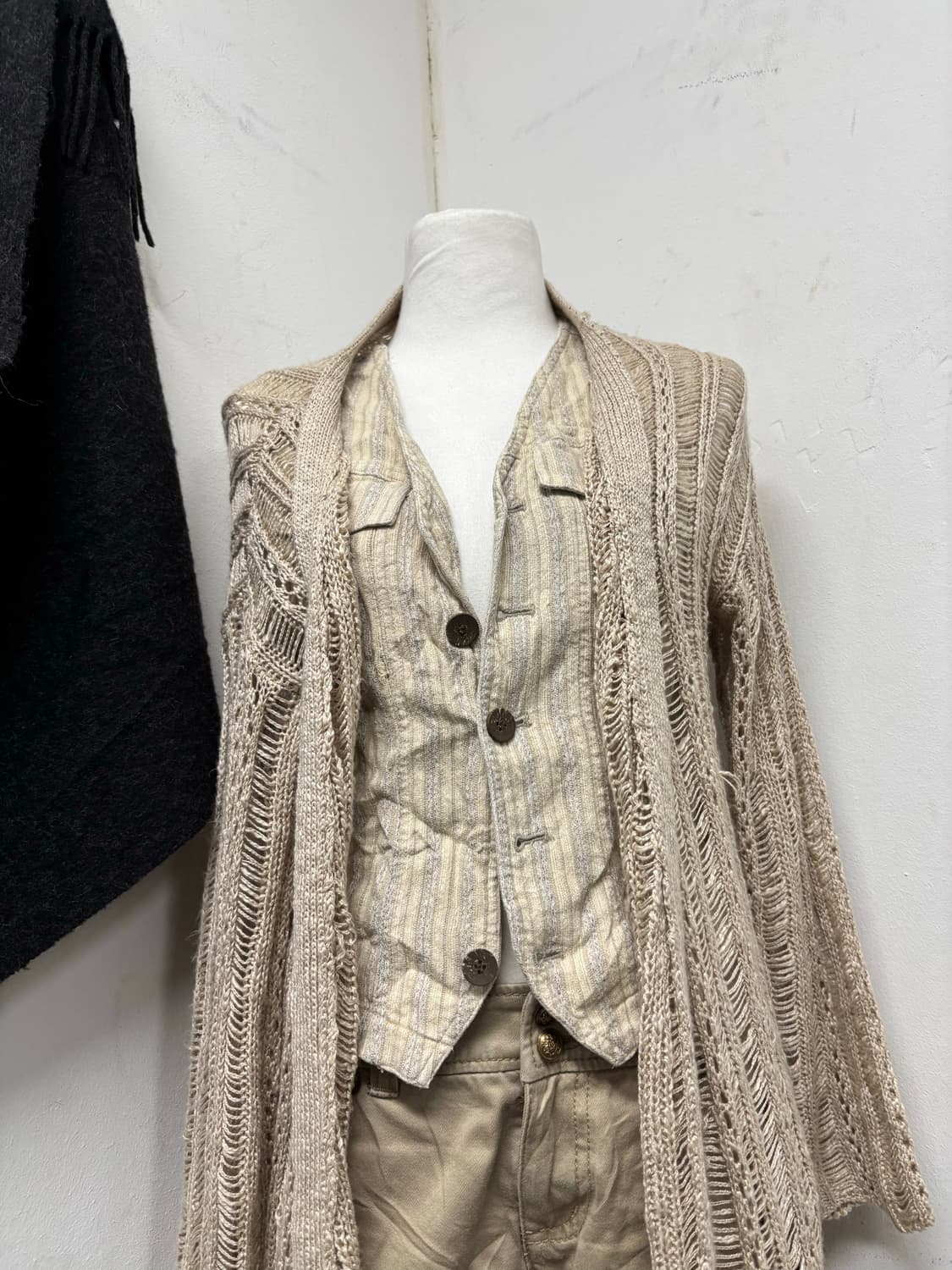 Grunge Detail Knit Long Cardigan 상품이미지7