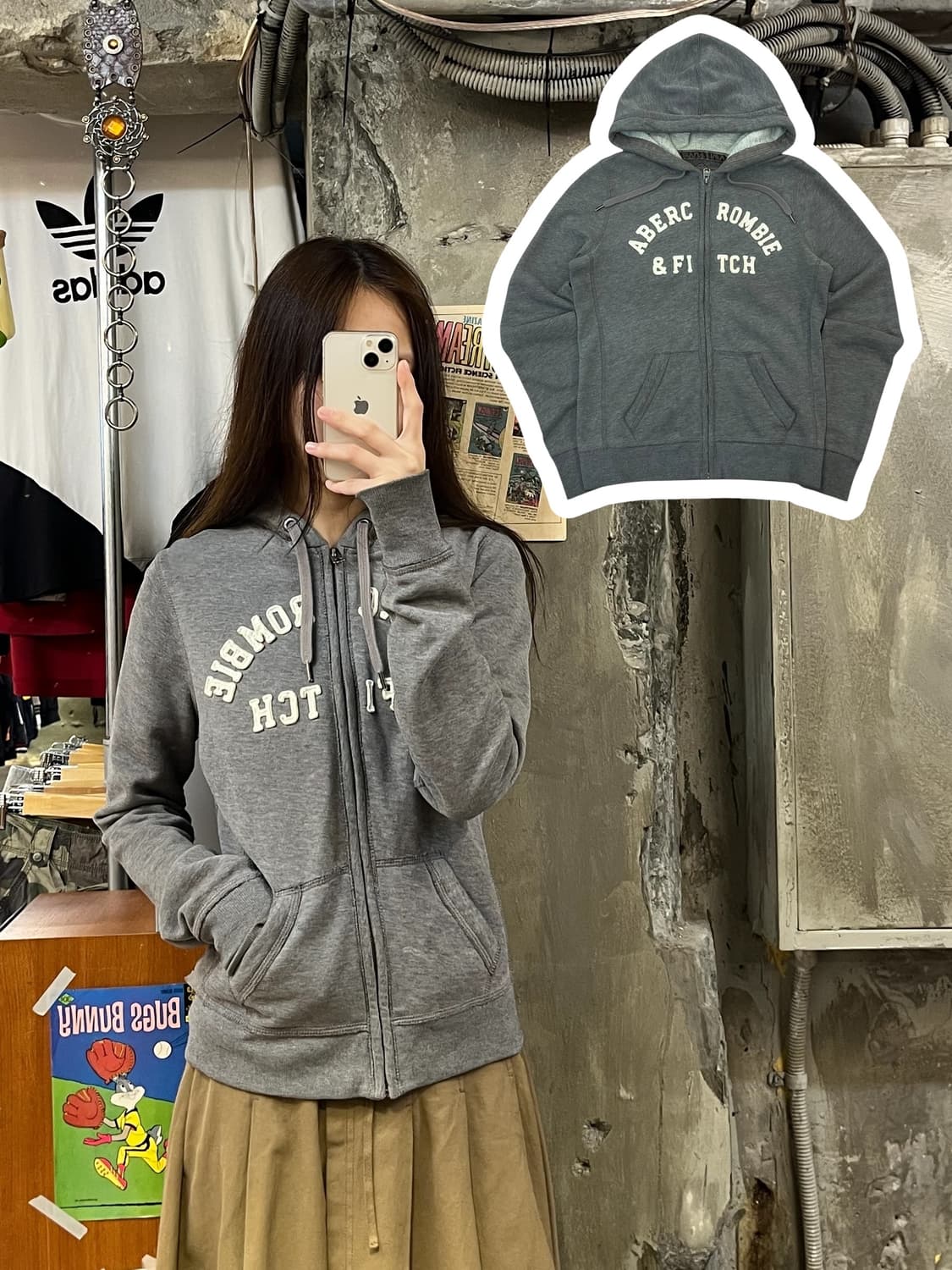 아베크롬비 후드집업 그레이 M #csz633 상품이미지1