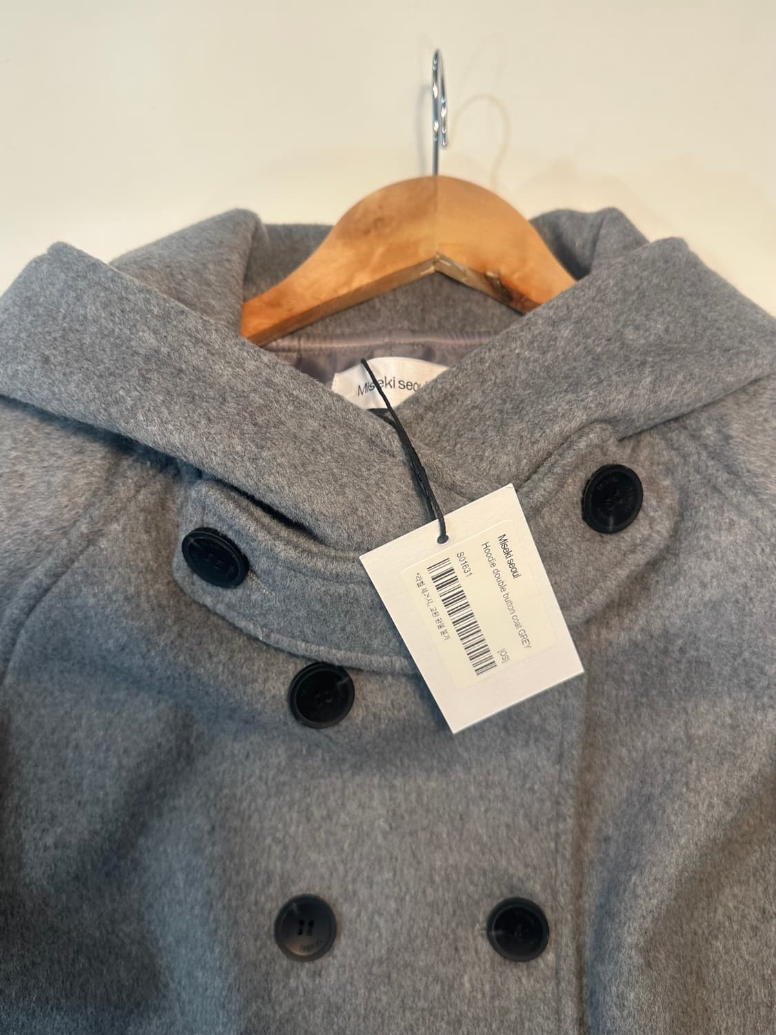 MISEKI SEOUL 미세키서울 후드 더블 버튼 코트 차콜 상품이미지6