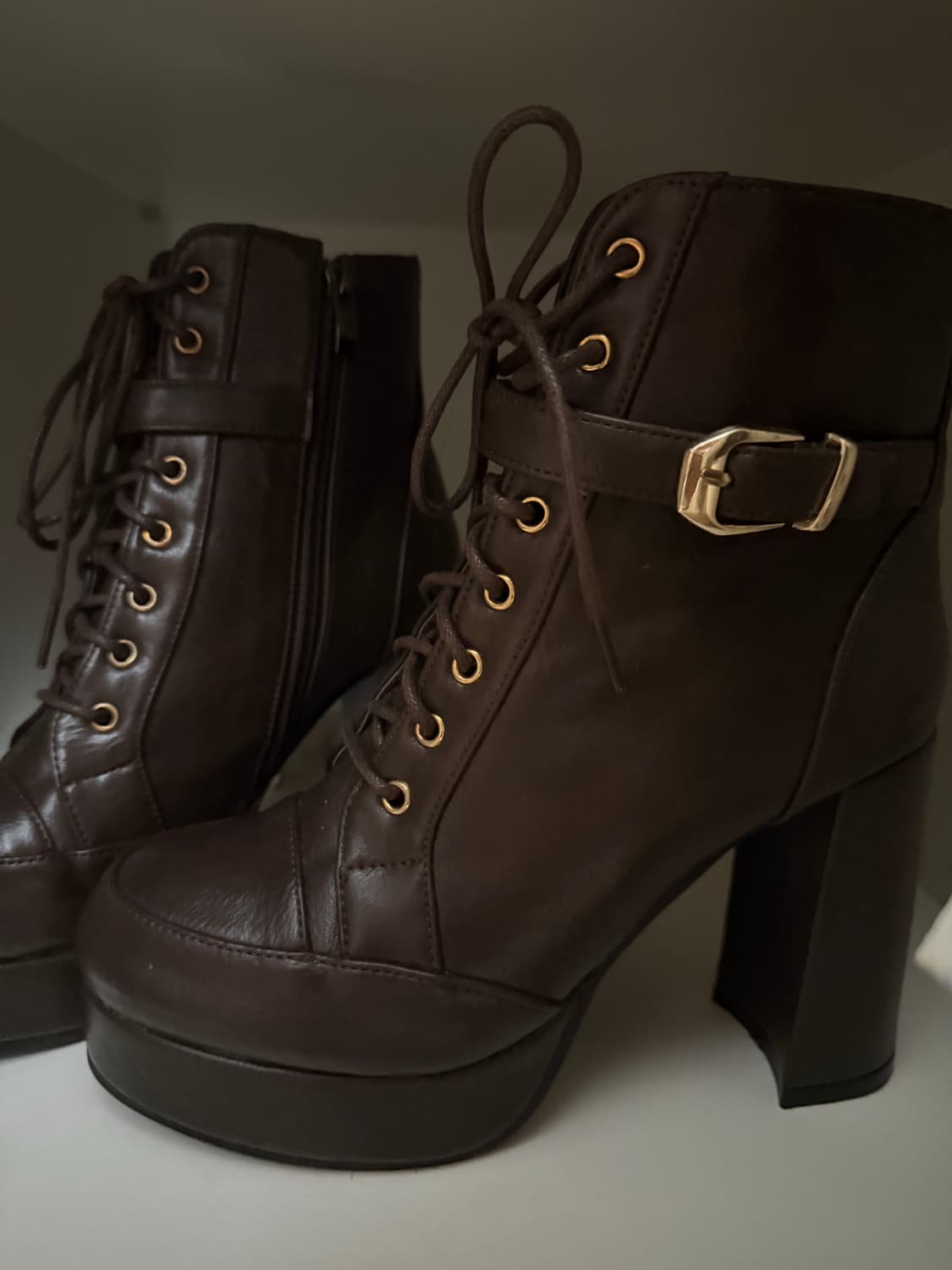 [새상품] 브라운 통굽 가보시 워커 부츠 상품이미지3