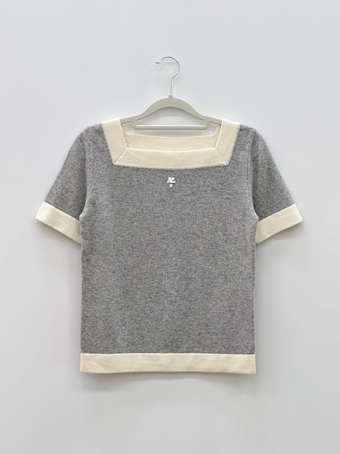 courreges / 꾸레쥬 그레이 울&캐시미어 스퀘어 넥 니트  상품이미지1