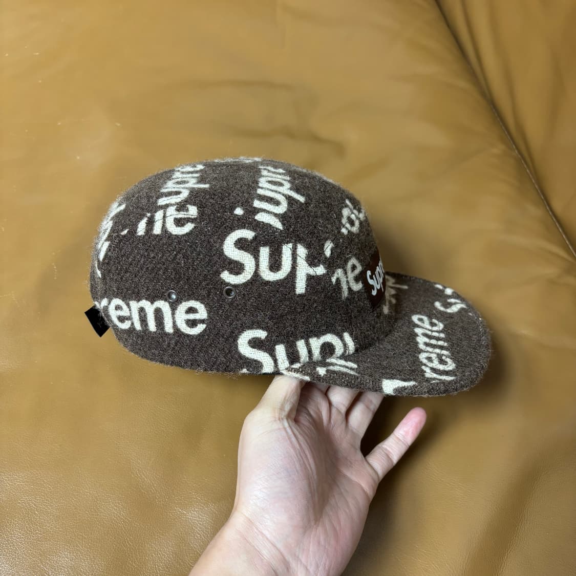 슈프림 캠프캡 모자 박스로고 해리스트위드 브라운 상품이미지3