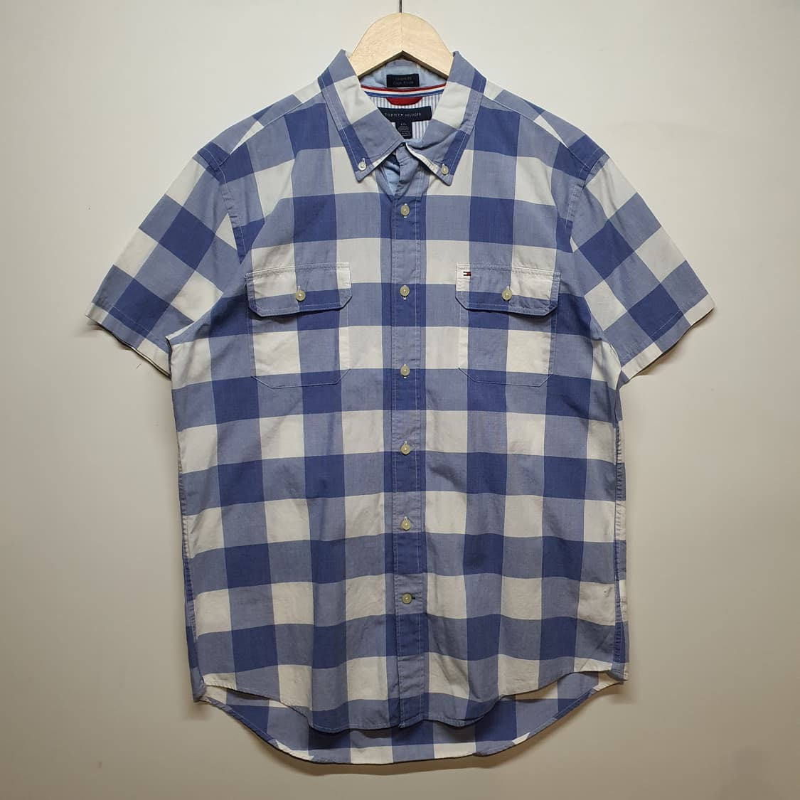 타미힐피거 블루 체크 반팔 셔츠 상품이미지1